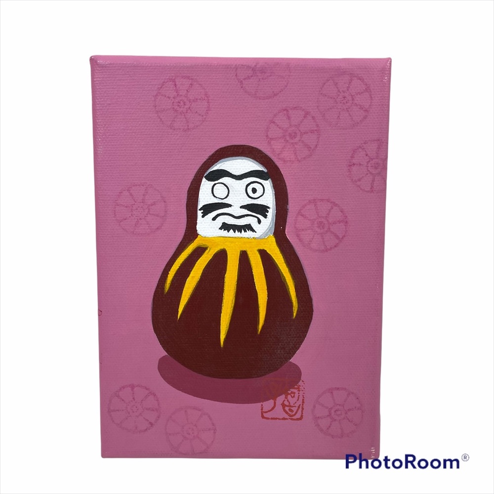 Daruma Painting On Canvas Good Luck Buddhism Japanese